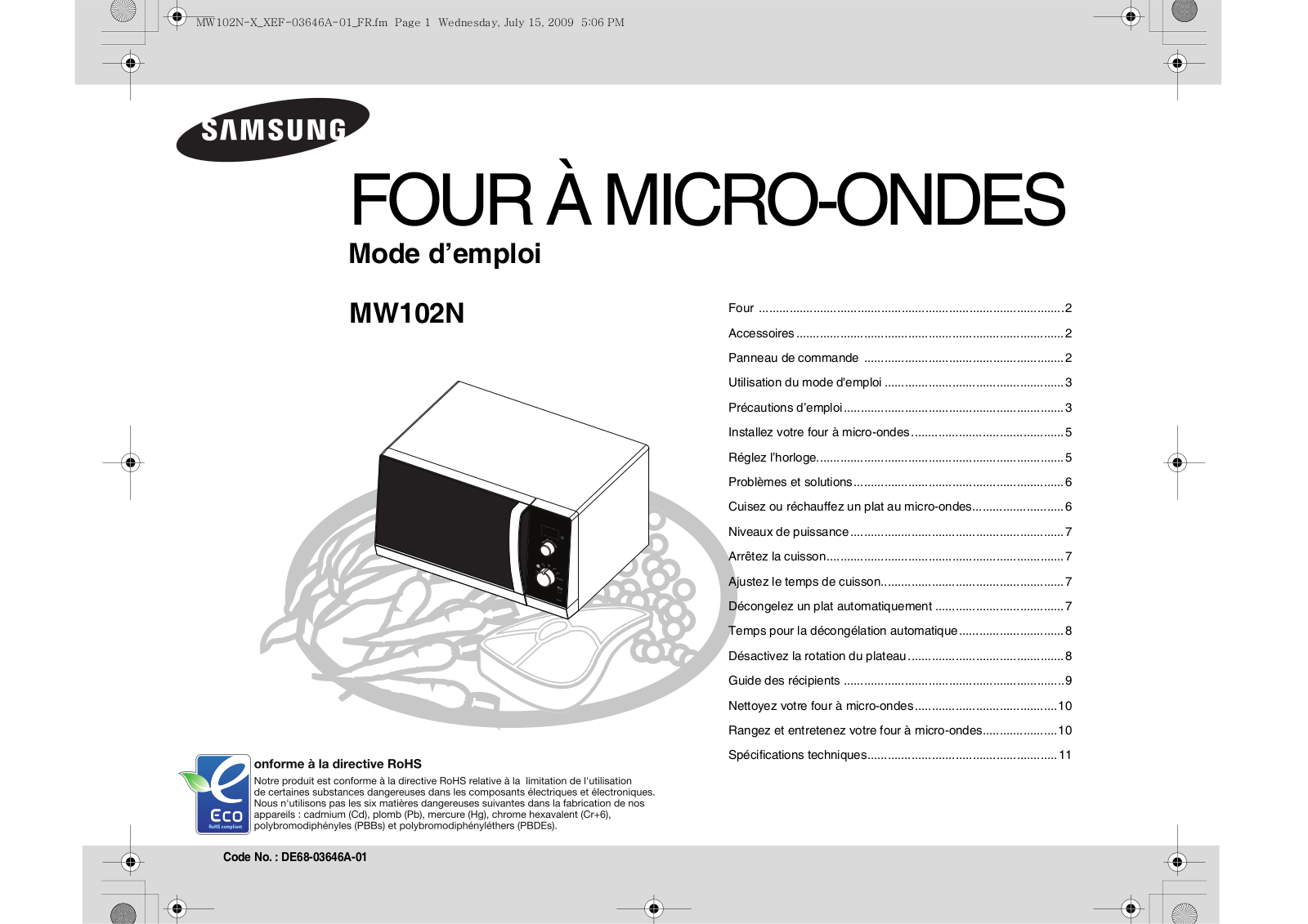 SAMSUNG MW102N User Manual