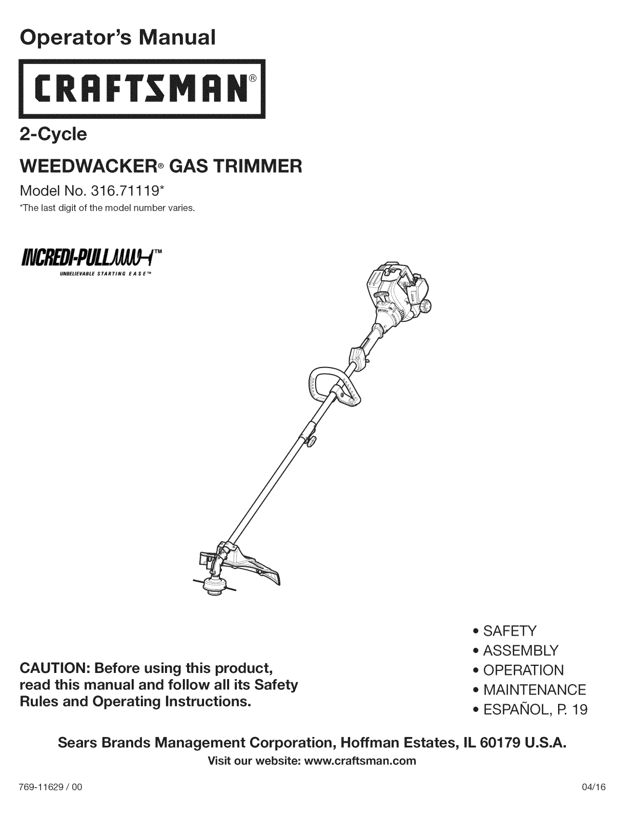 Craftsman 316711193 Owner’s Manual