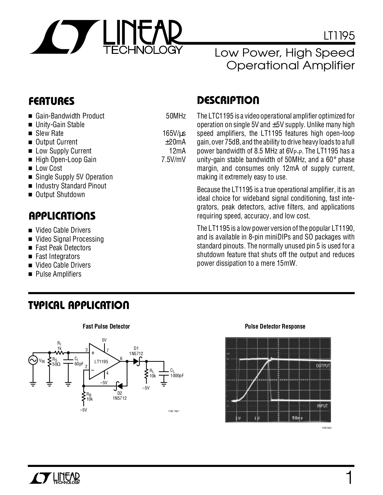 Linear Technology LT1195 Datasheet