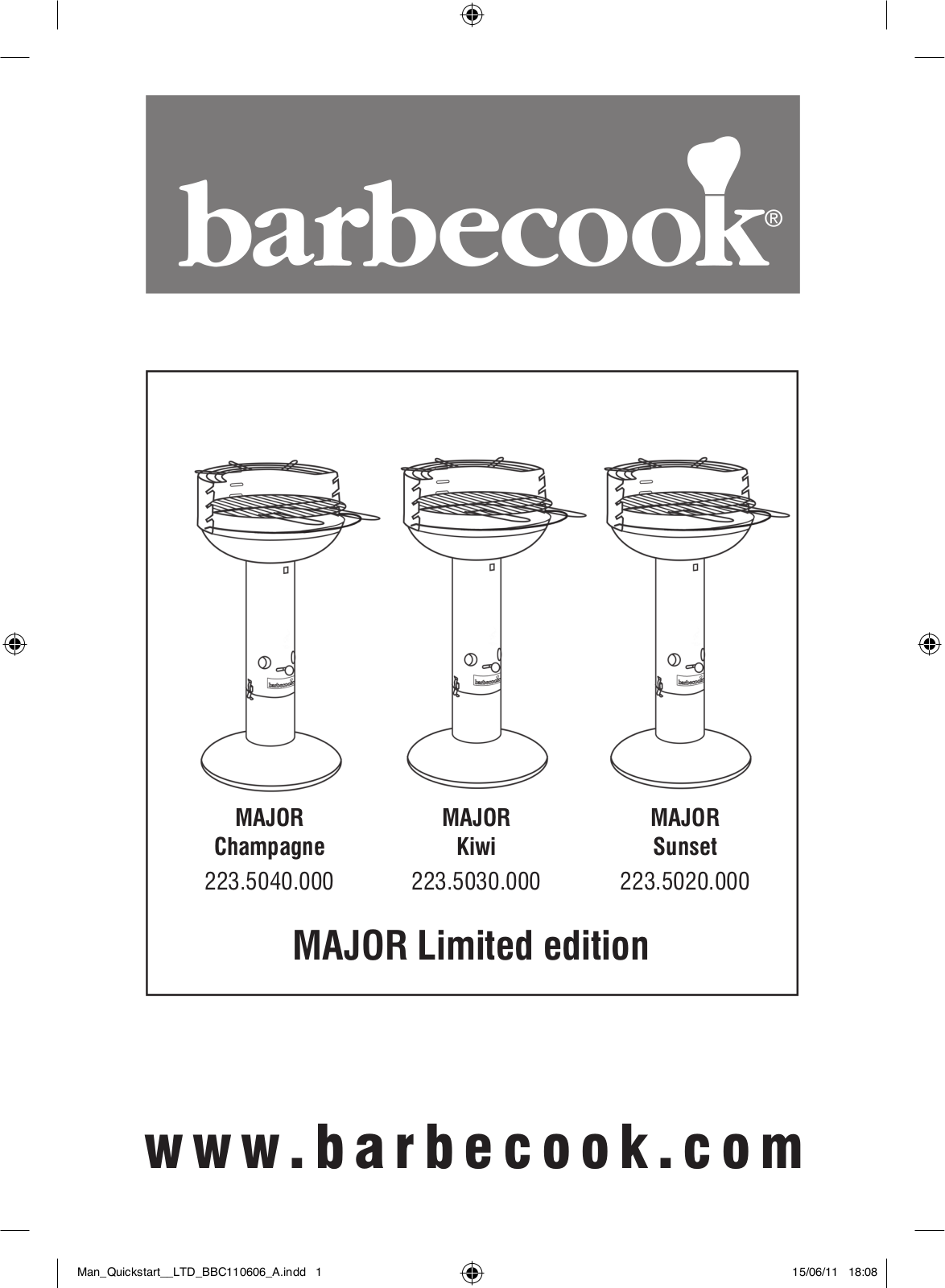 Barbecook Major Kiwi, Major Champagne, Major Sunset User Manual