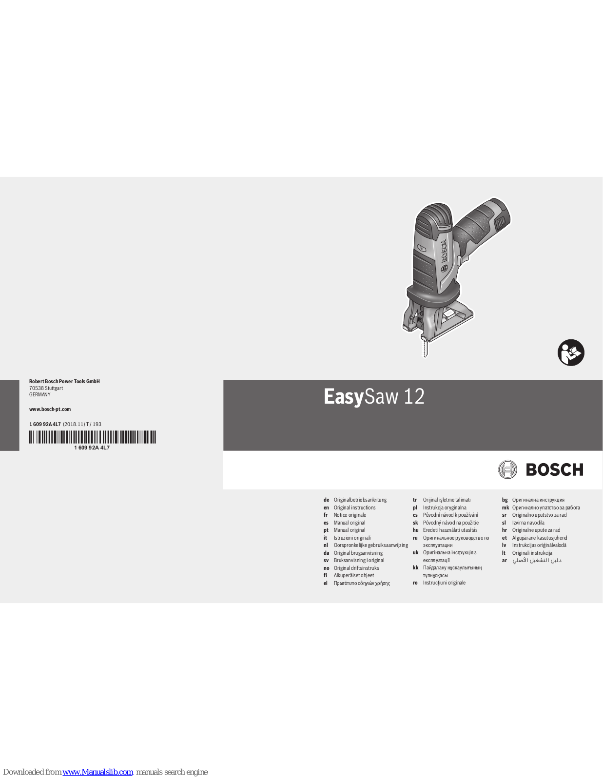 Bosch EasyCut 12 NanoBlade Original Instructions Manual