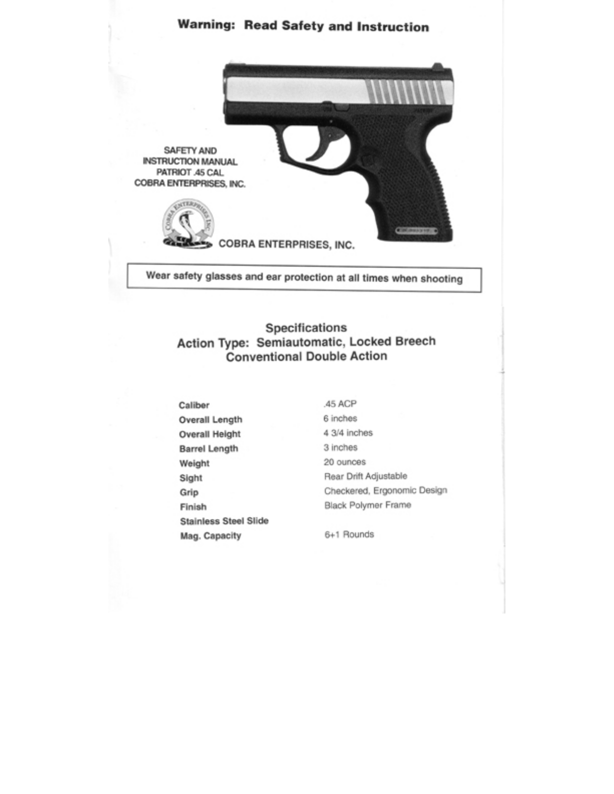 cobra patriot 45 User Guide