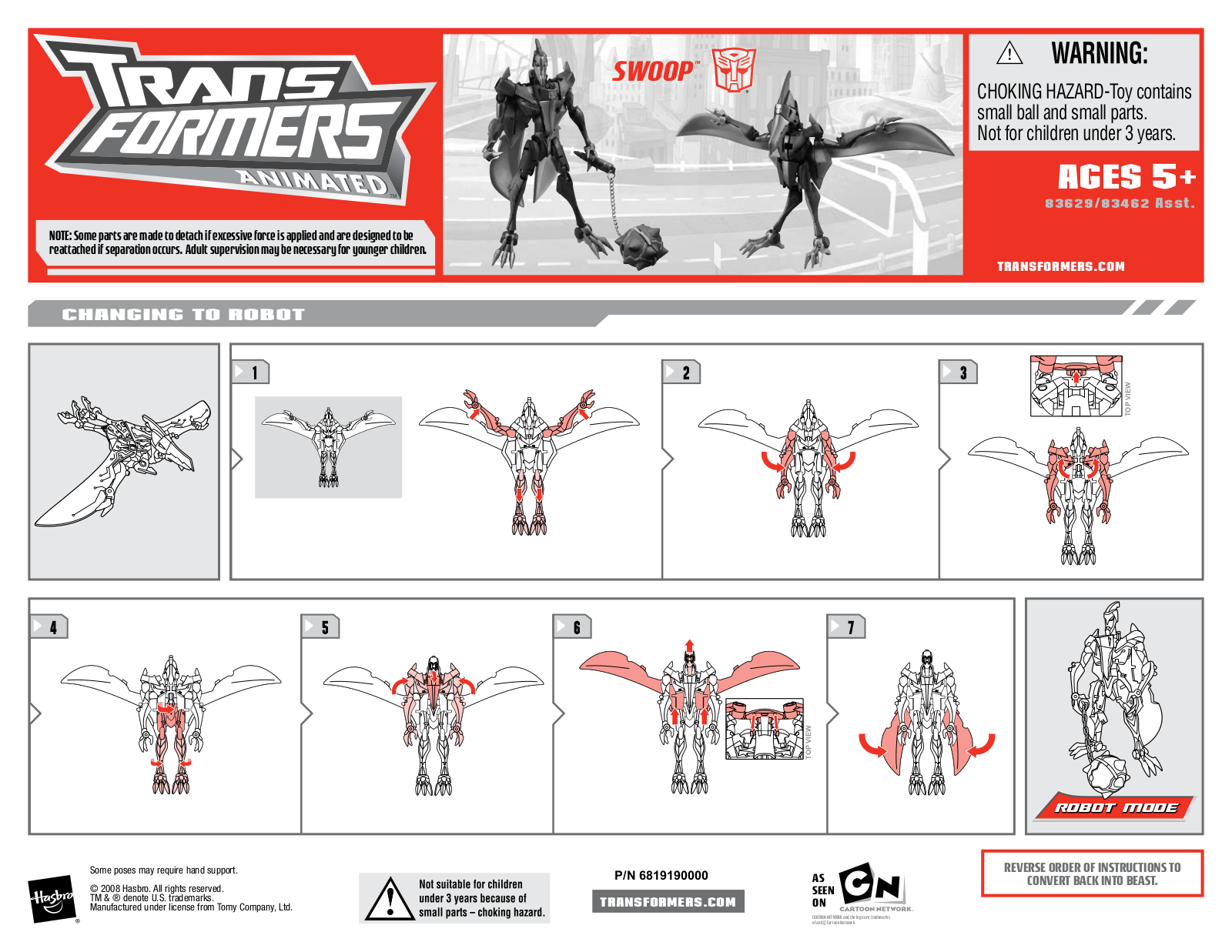 Hasbro Transformers Animated Swoop User Manual