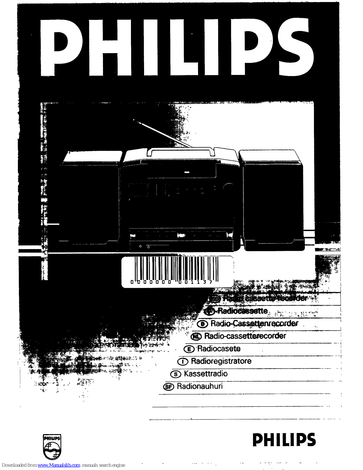 Philips stereo Cassette recorder, AW 7720 User Manual