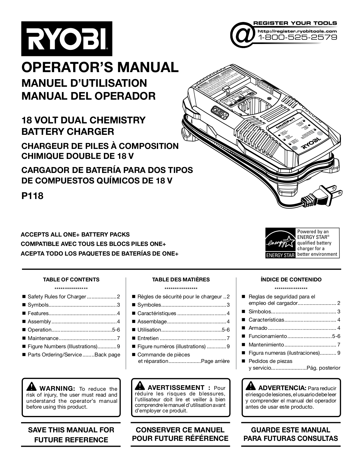 Ryobi P118 Owner's Manual