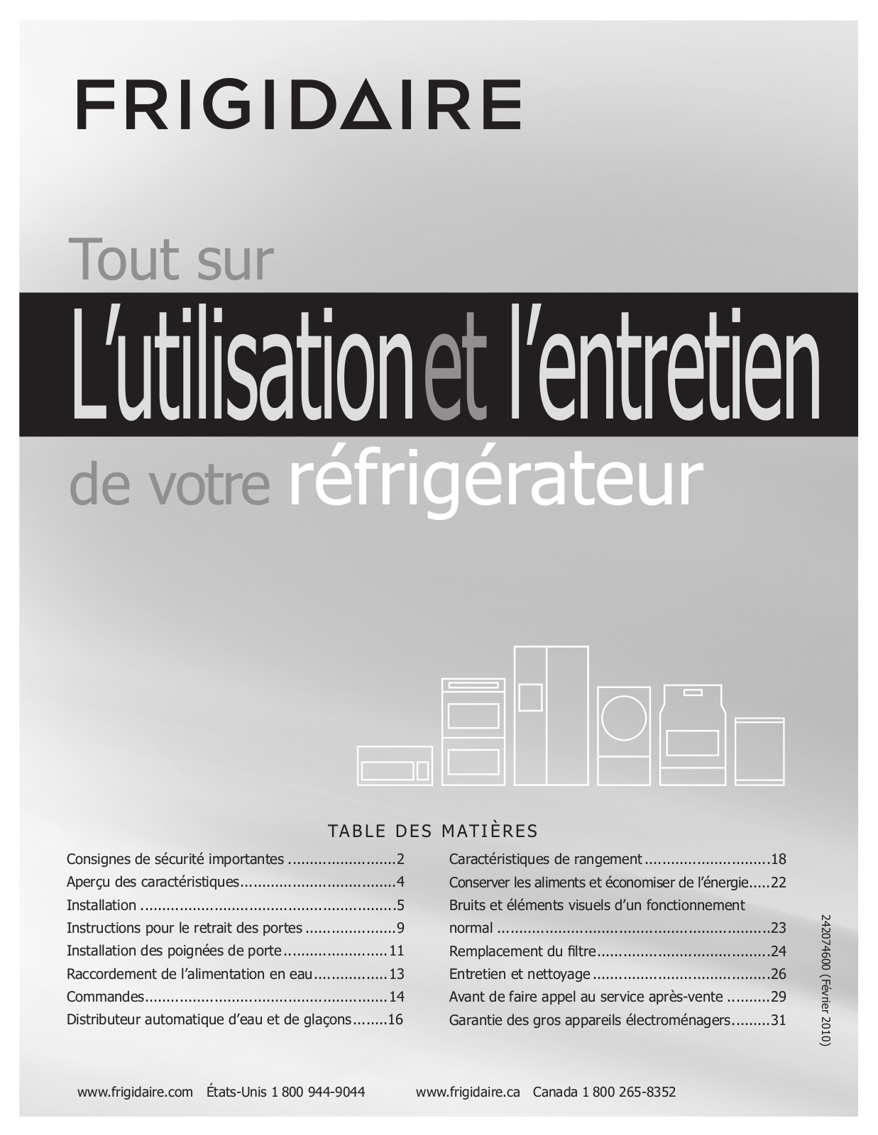 FRIGIDAIRE FGHB2846L, FGHB2878LE, FGHB2878LP, FGUB2642LE, FGUB2642LF User Manual