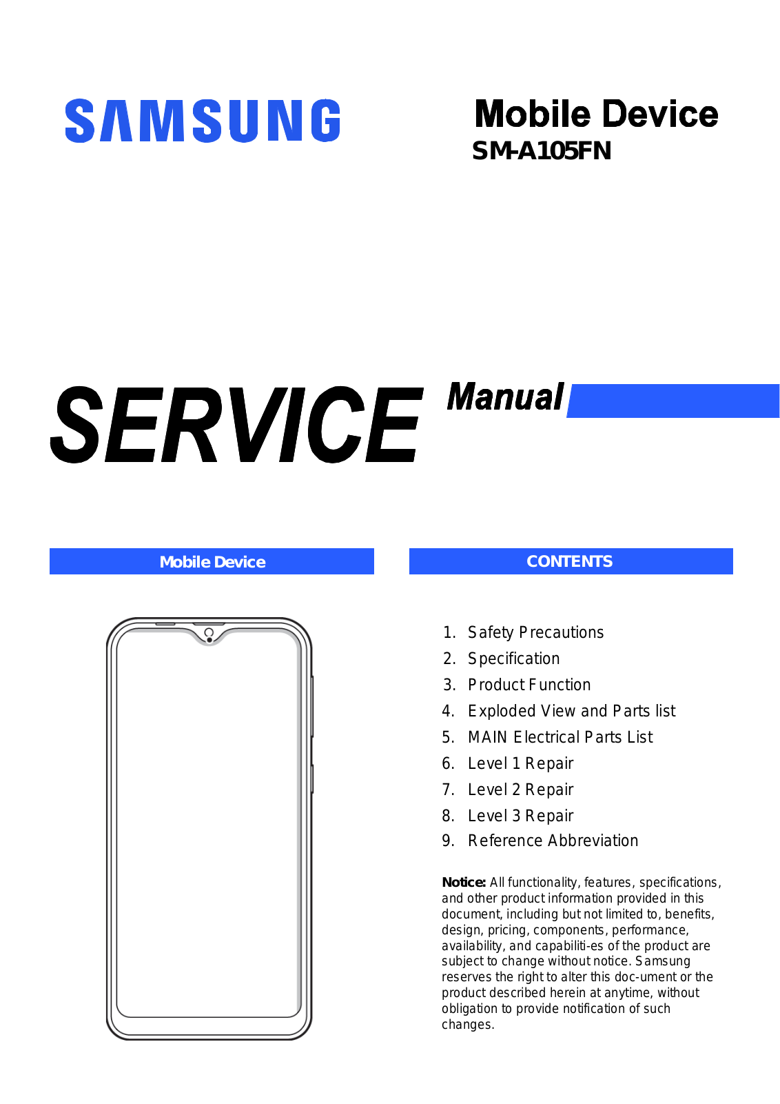 Samsung SM-A105FN Schematics COVER