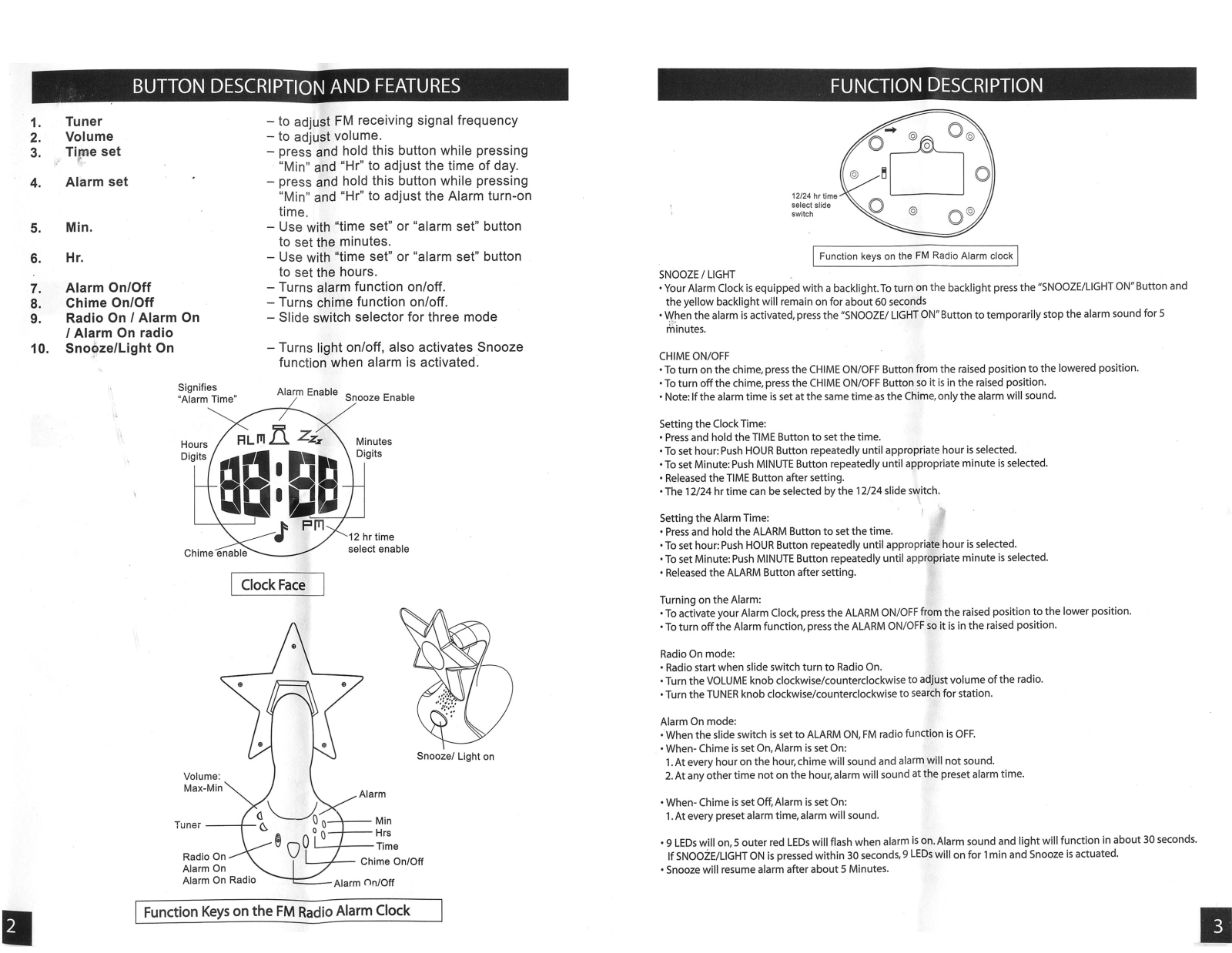 Mga Entertainment BRATZ SUPERSTAR-STYLE FM RADIO ALARM CLOCK 2 3 User Manual