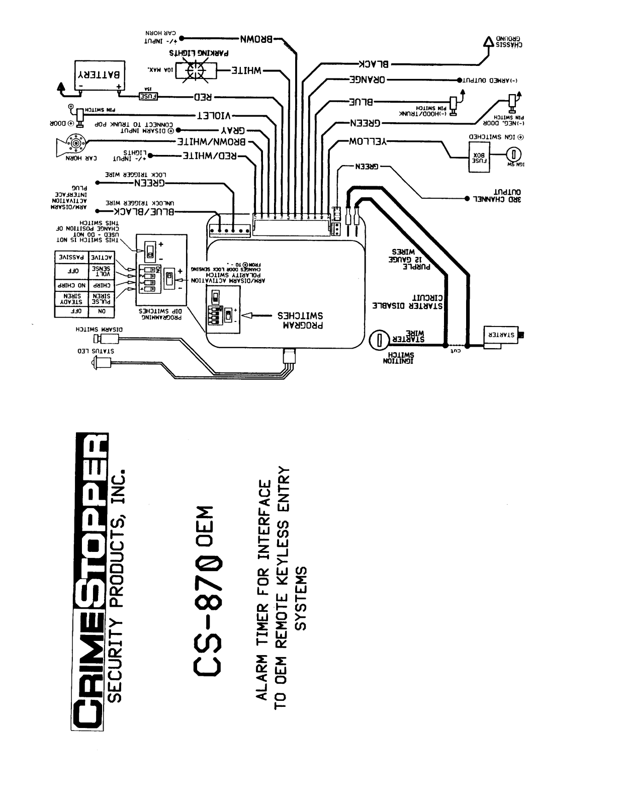 Crimestopper CS-870OEM Installation Manual