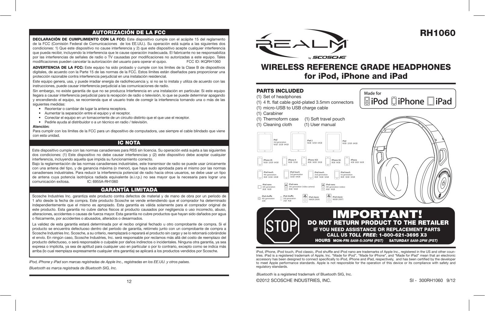 Scosche RH1060 User Manual