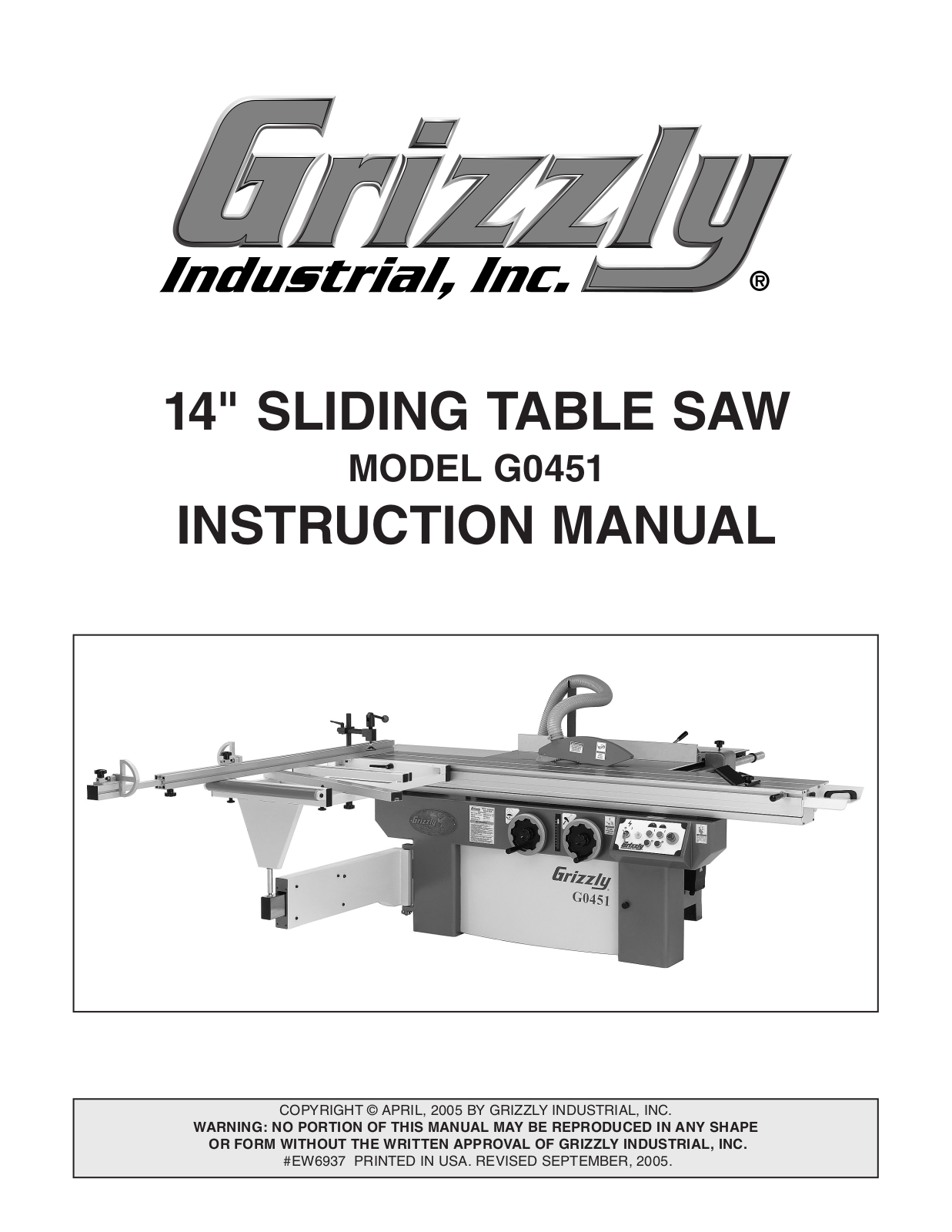 Grizzly G0451 User Manual