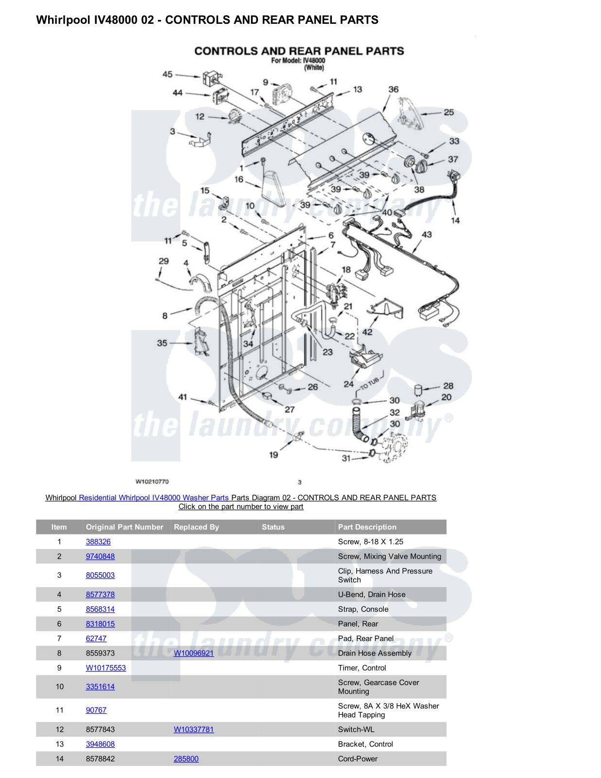 Whirlpool IV48000 Parts Diagram