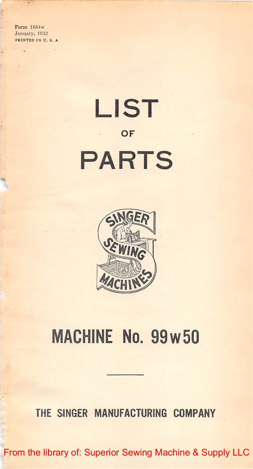 Singer 99W50 User Manual