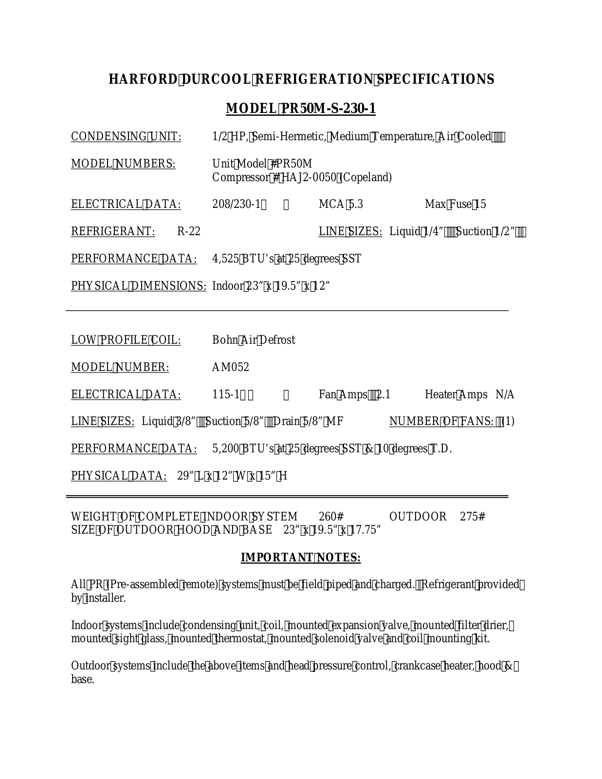 Harford PR50M User Manual