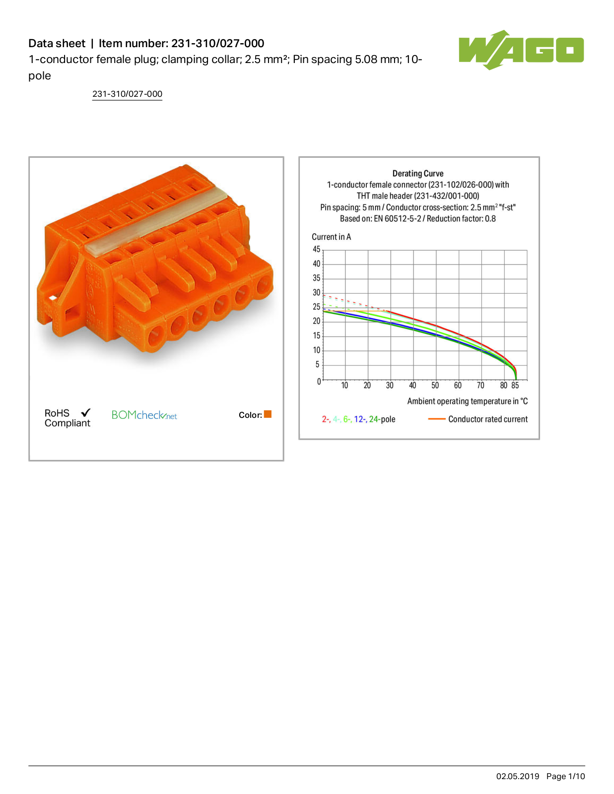 Wago 231-310/027-000 Data Sheet