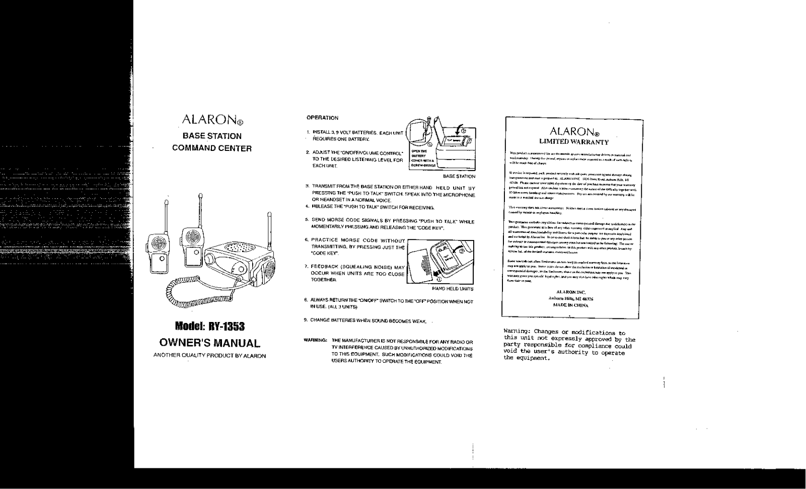 Wination Technology Mfg BRY 1353 User Manual