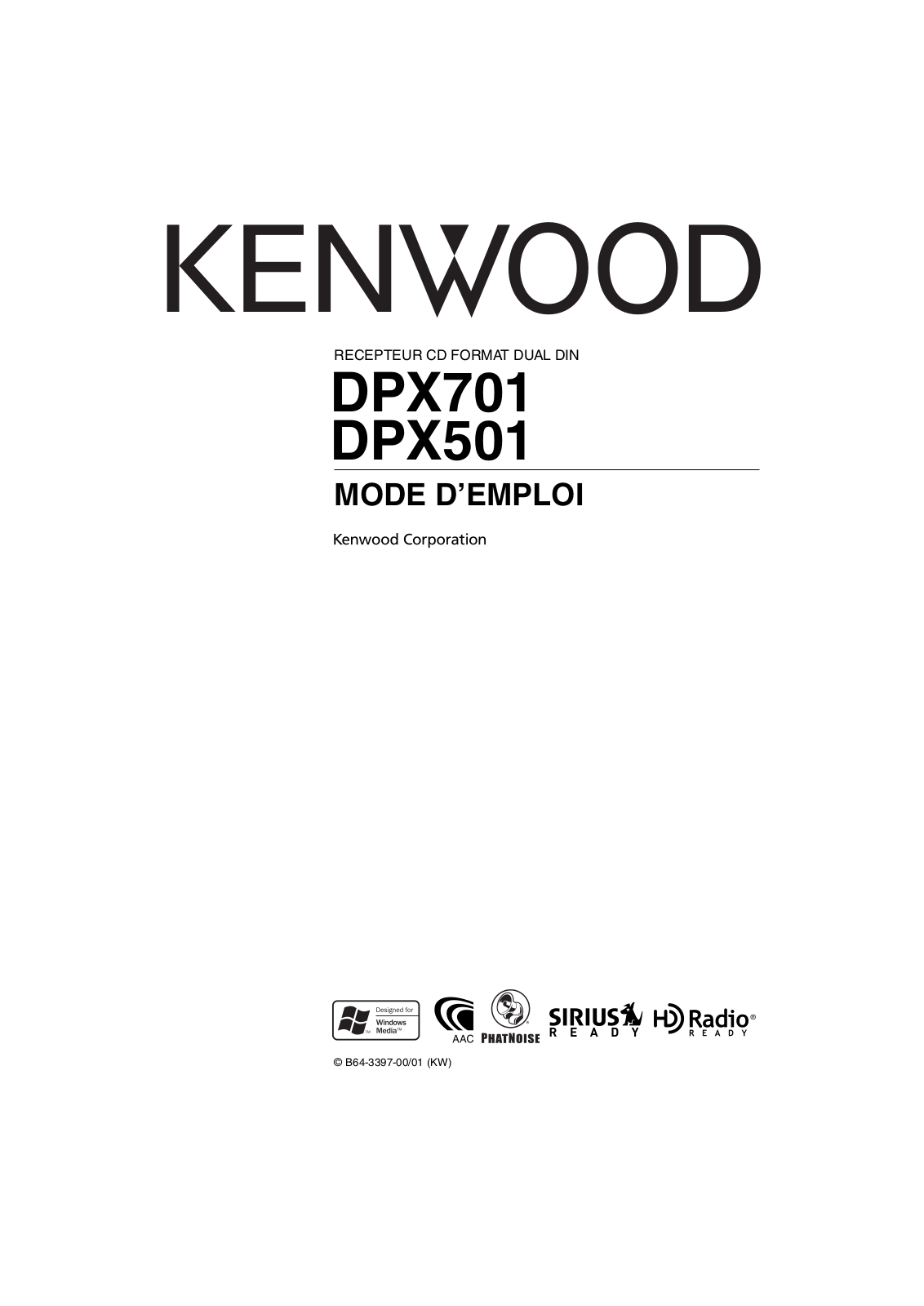 KENWOOD DPX701, DPX501 User Manual