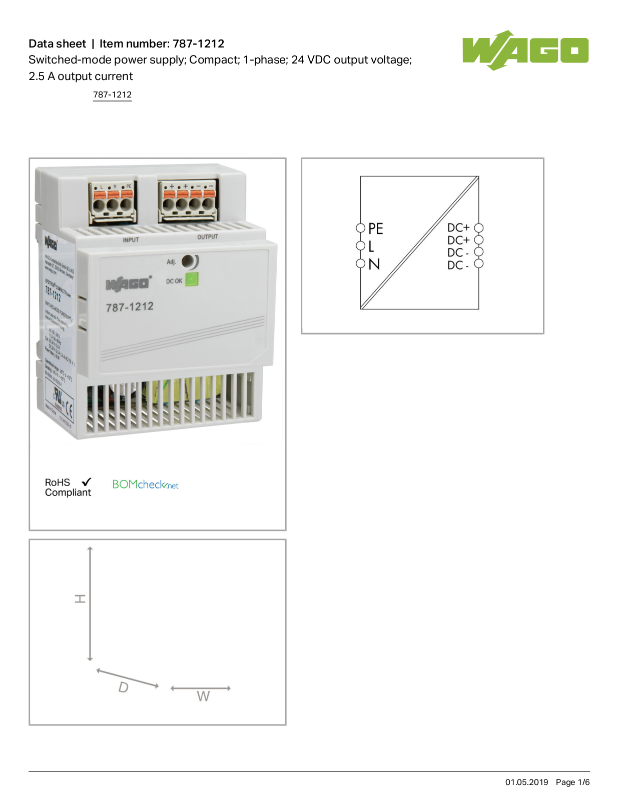 Wago 787-1212 Data Sheet