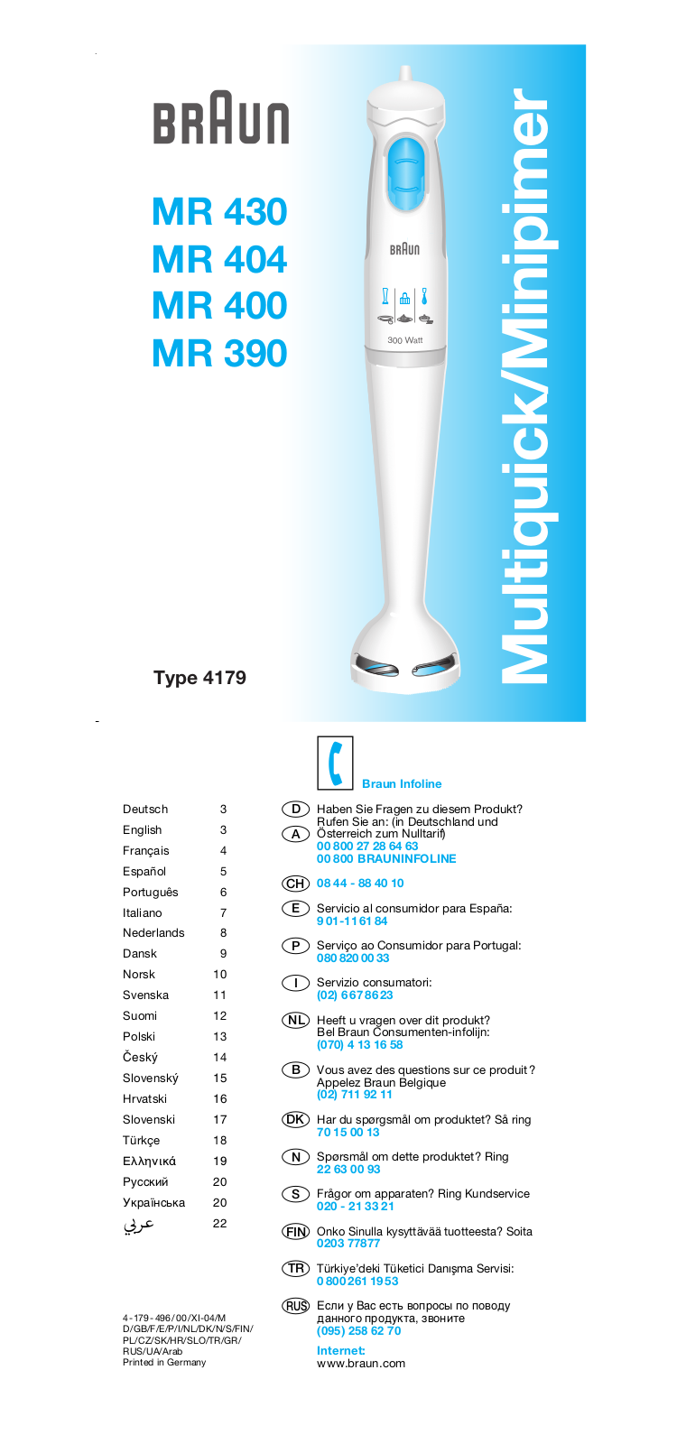 Braun MR430 Plus HC User manual