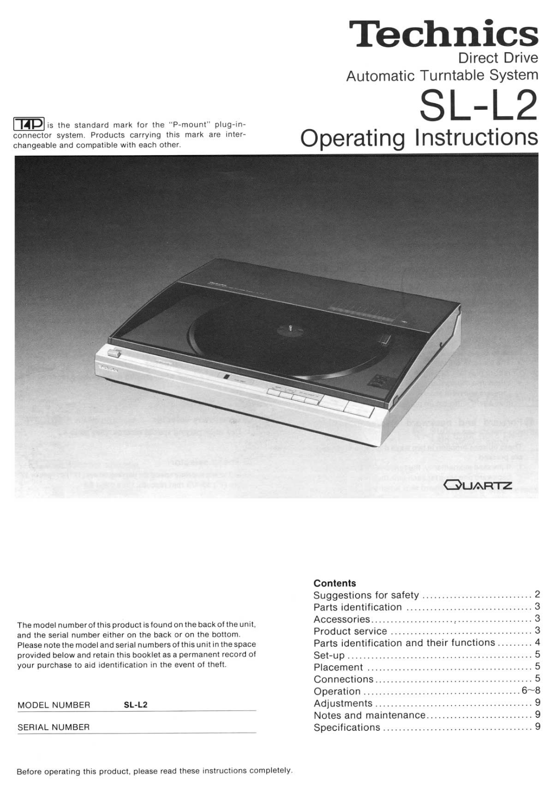 Technics SL-L-2 Owners Manual