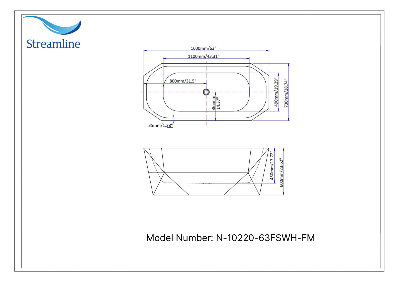 Streamline N1022063FSWHFM, N1024059FSWHFM Specifications