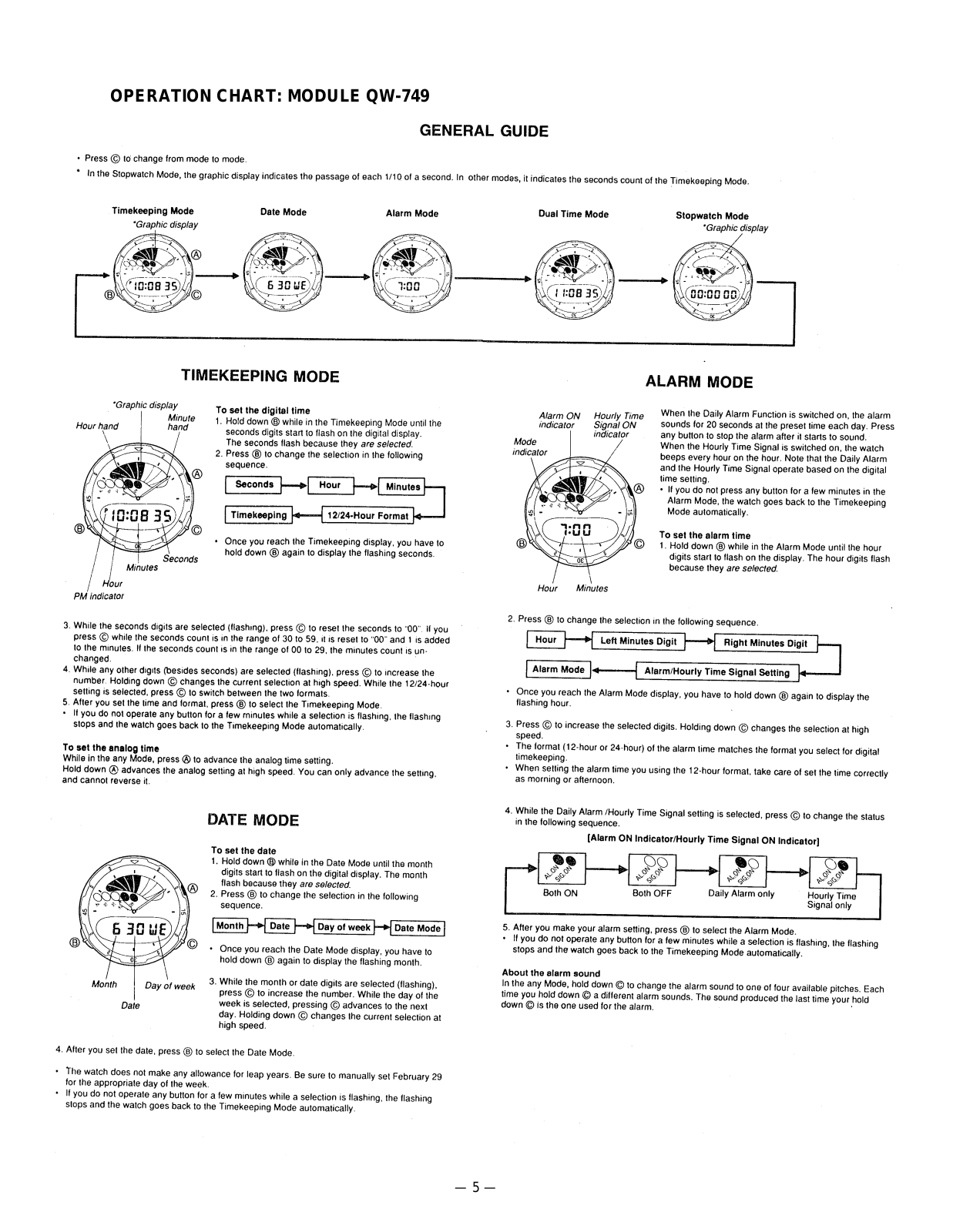 Casio 749 Owner's Manual