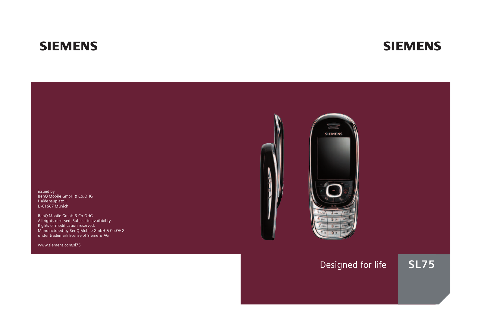 Siemens SL75 User manual