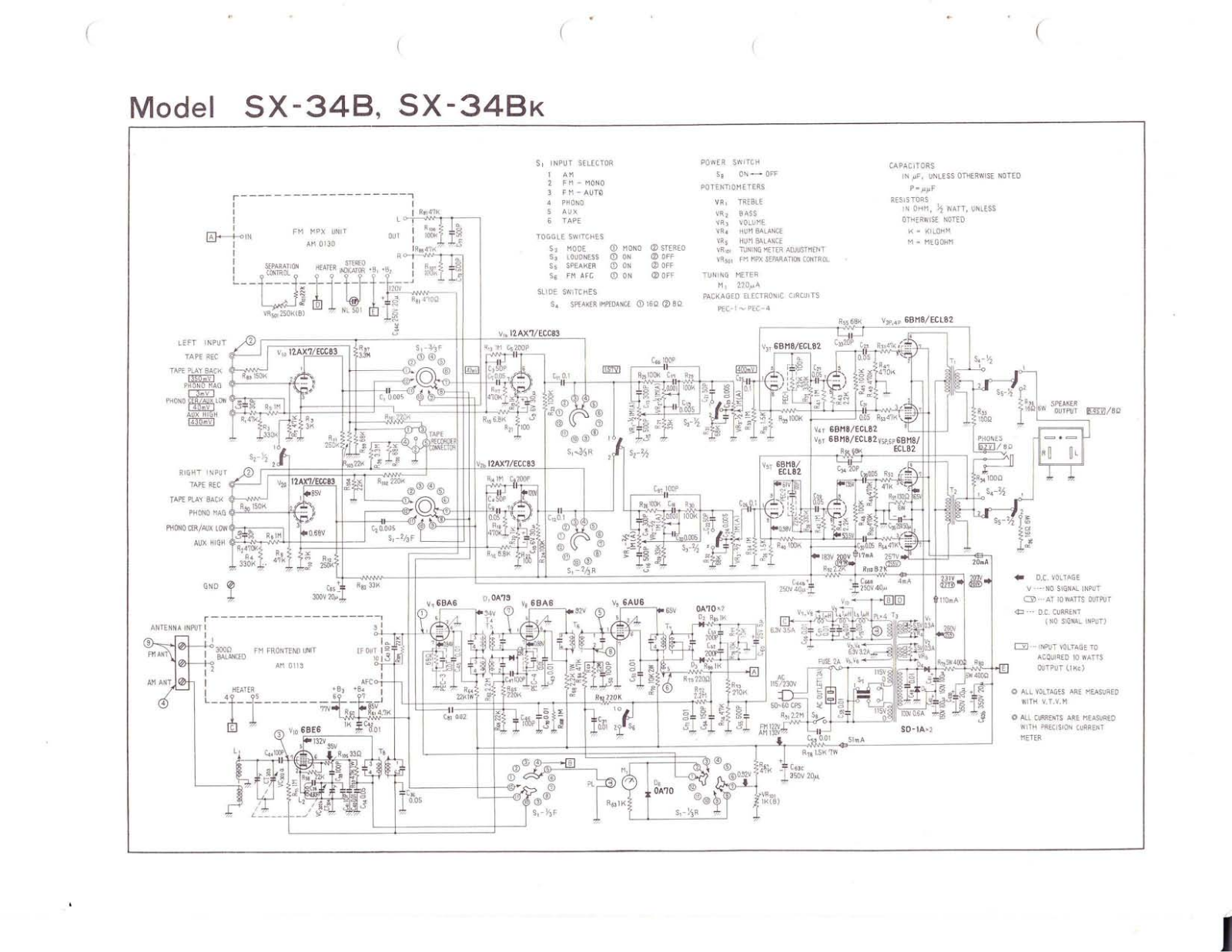 Pioneer SX-34B Schematic