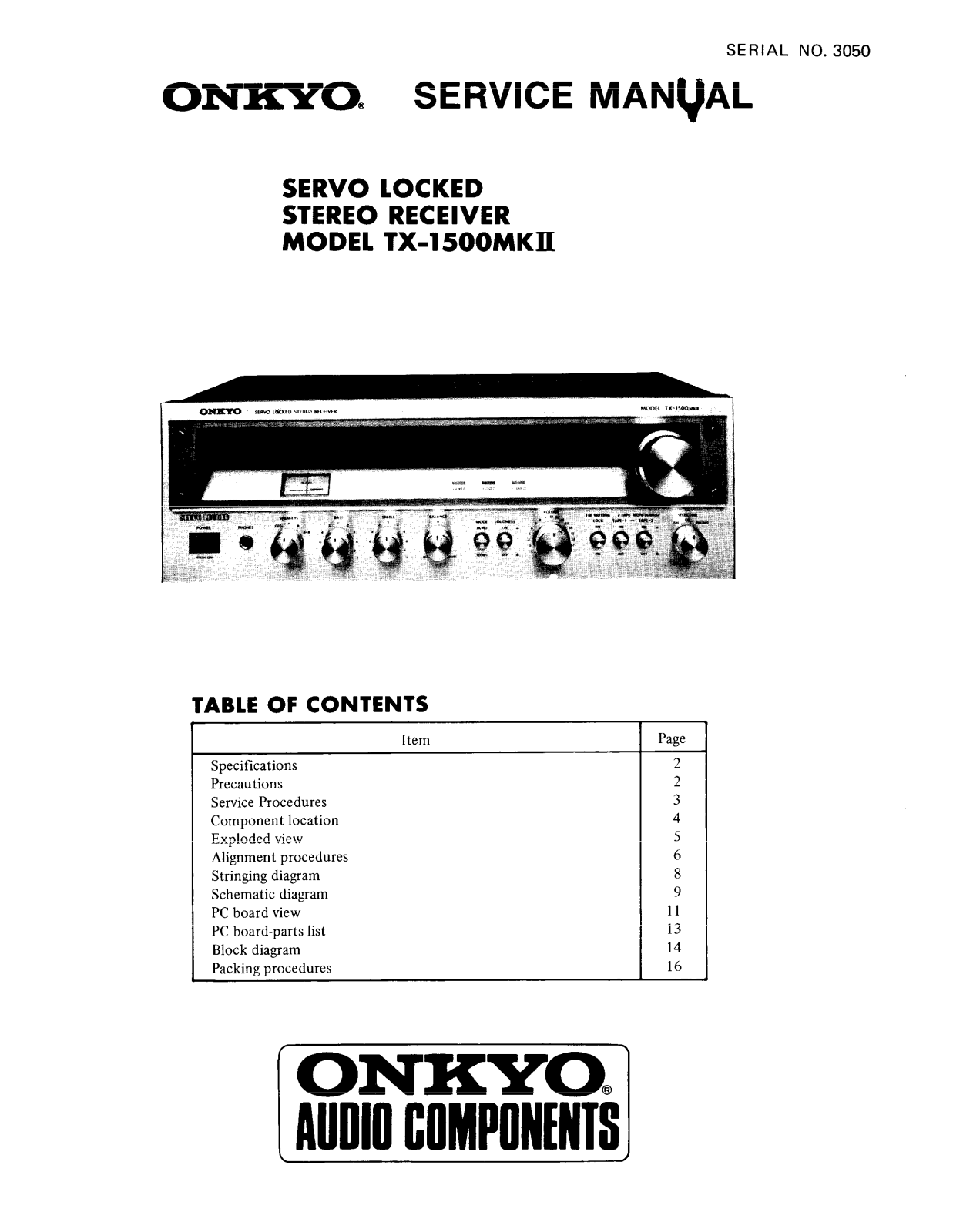 Onkyo TX-1500 Mk2 Service manual