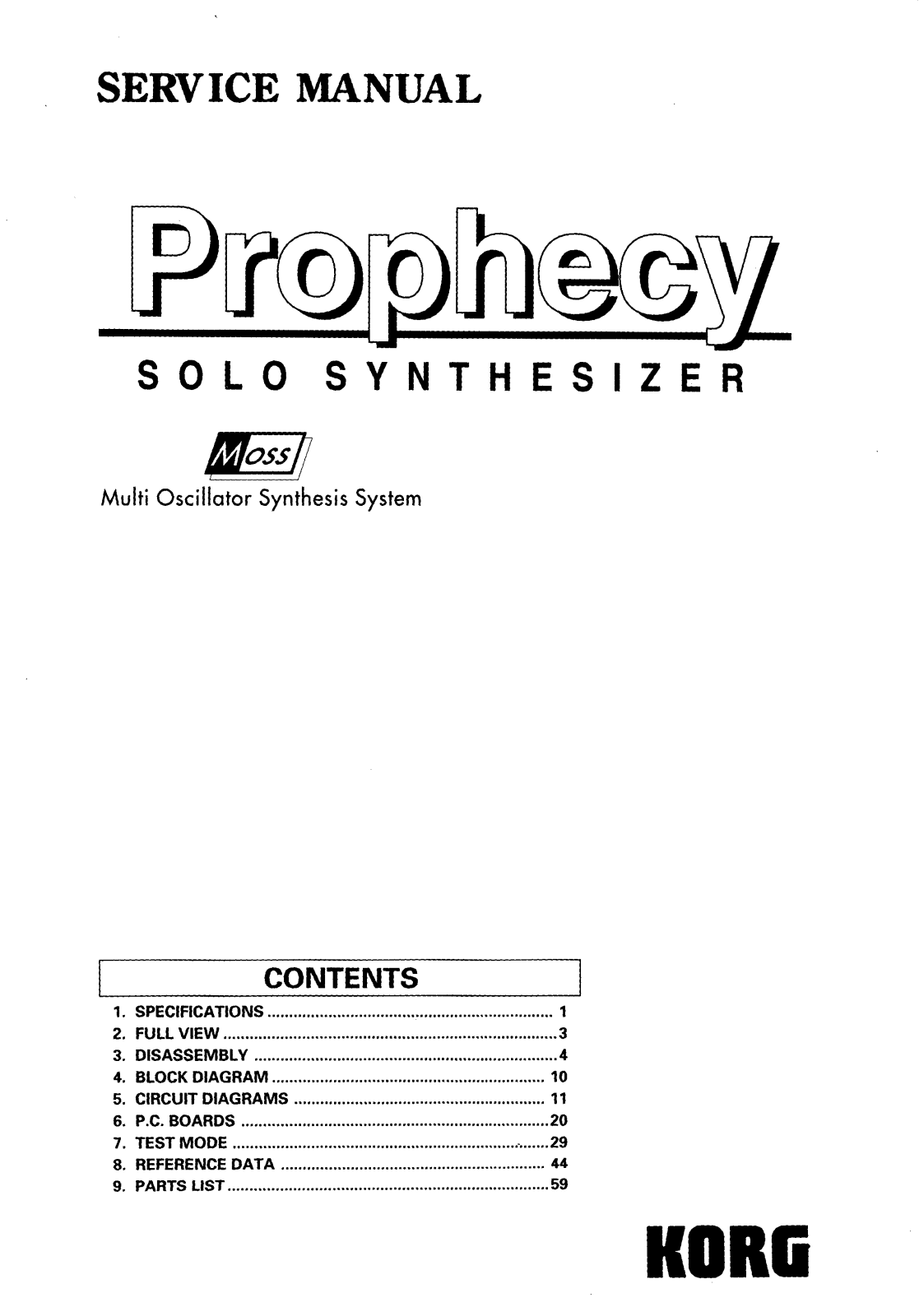 Korg Prophecy User Manual