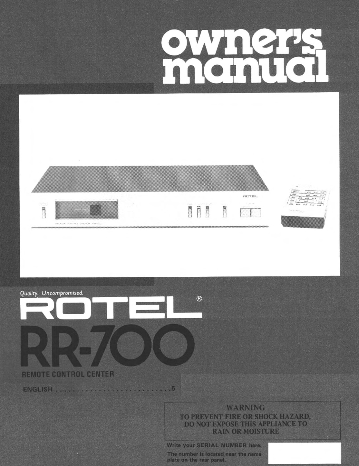 Rotel RR-700 User Manual