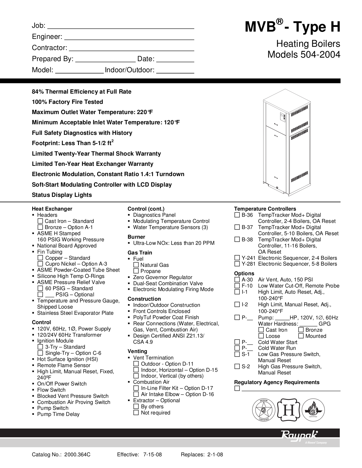 Raypak H7-1104 User Manual