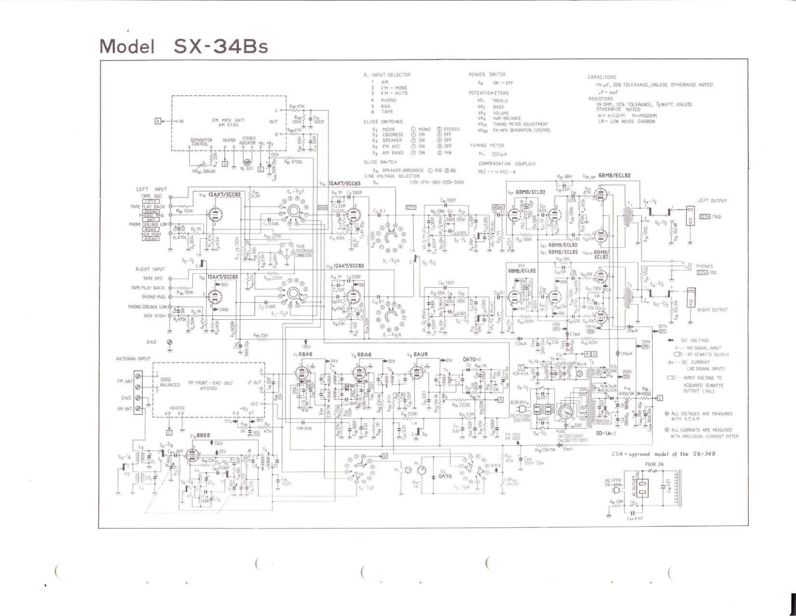 Pioneer SX-34Bs Schematic