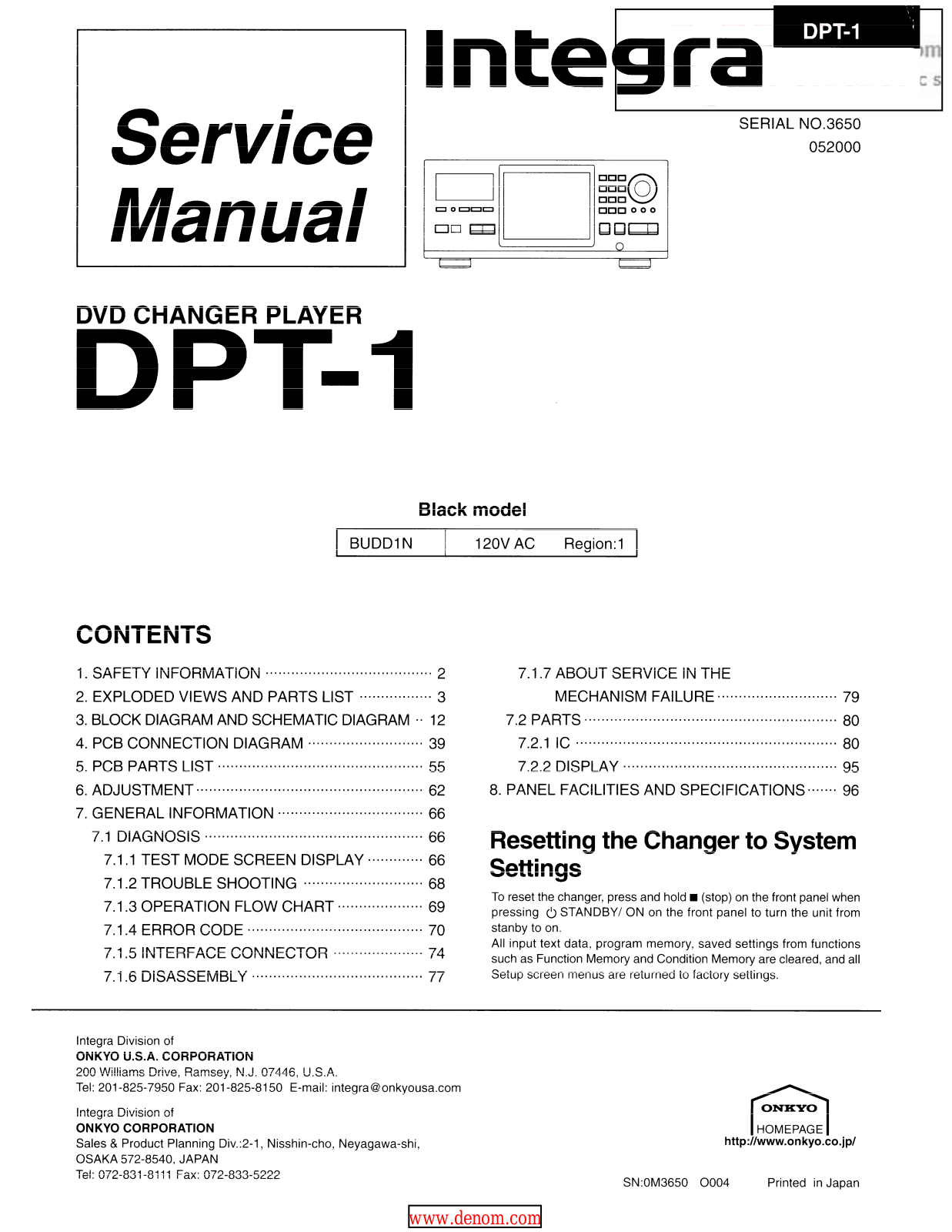 Integra DPT-1 Service manual