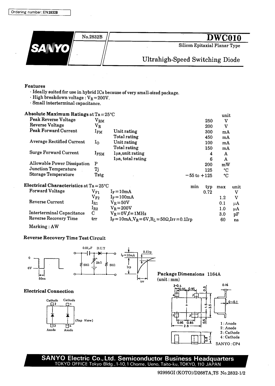 SANYO DWC010 Datasheet