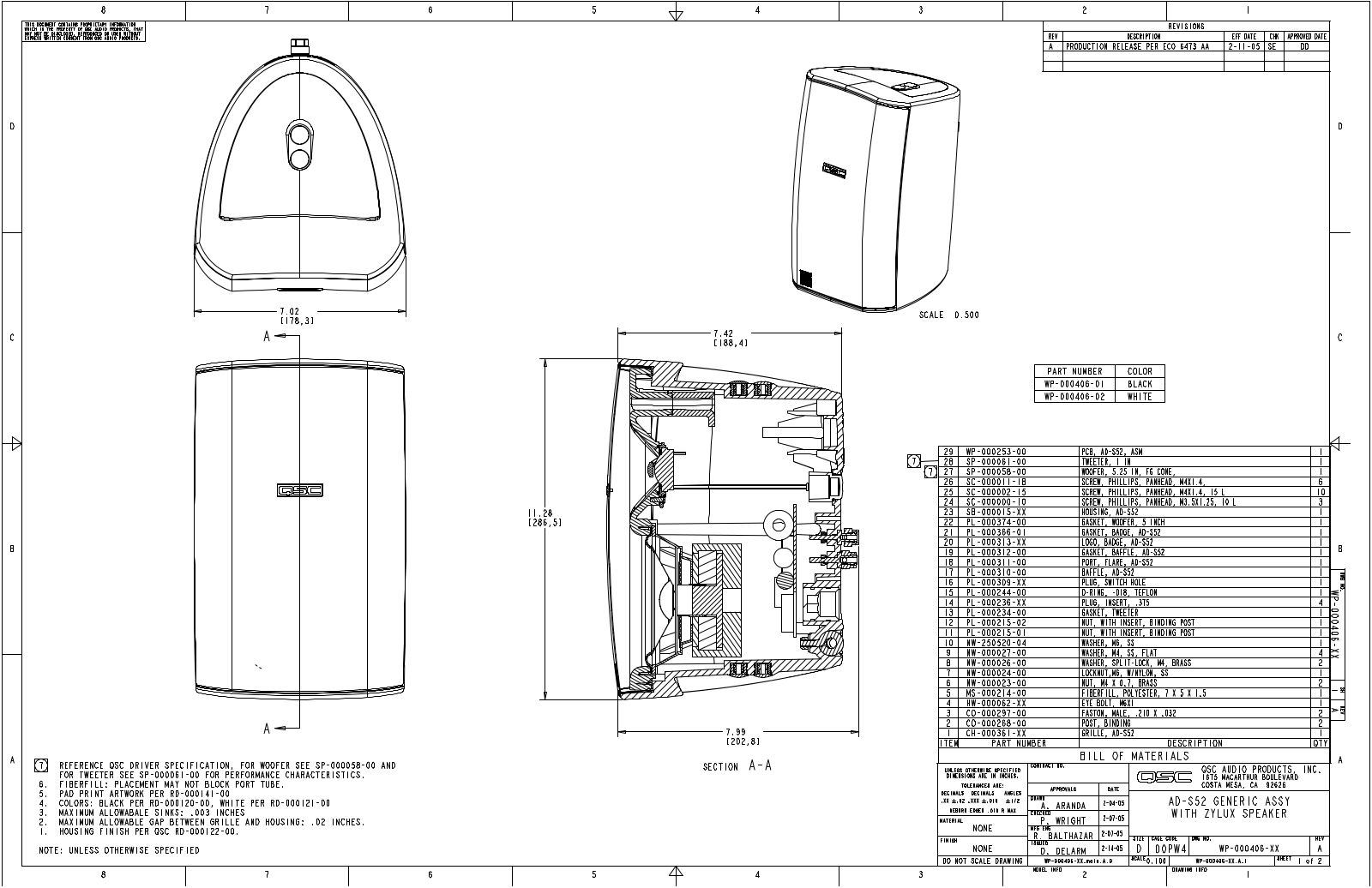 QSC ADS-52 Schematic