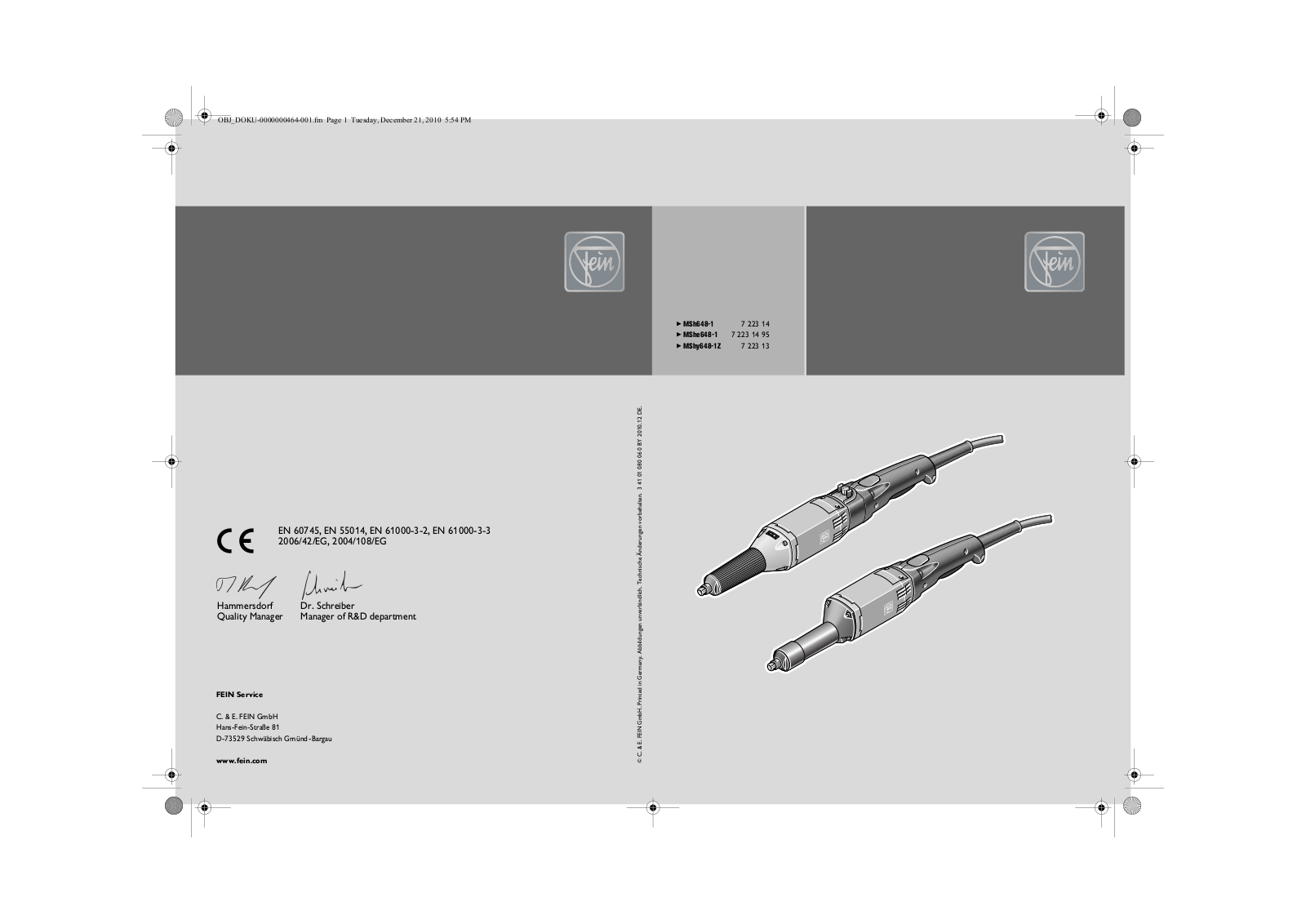 Fein MShy-648-1Z User Manual