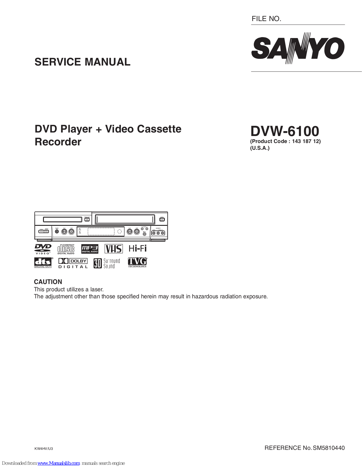 Sanyo dvw6100 Service Manual