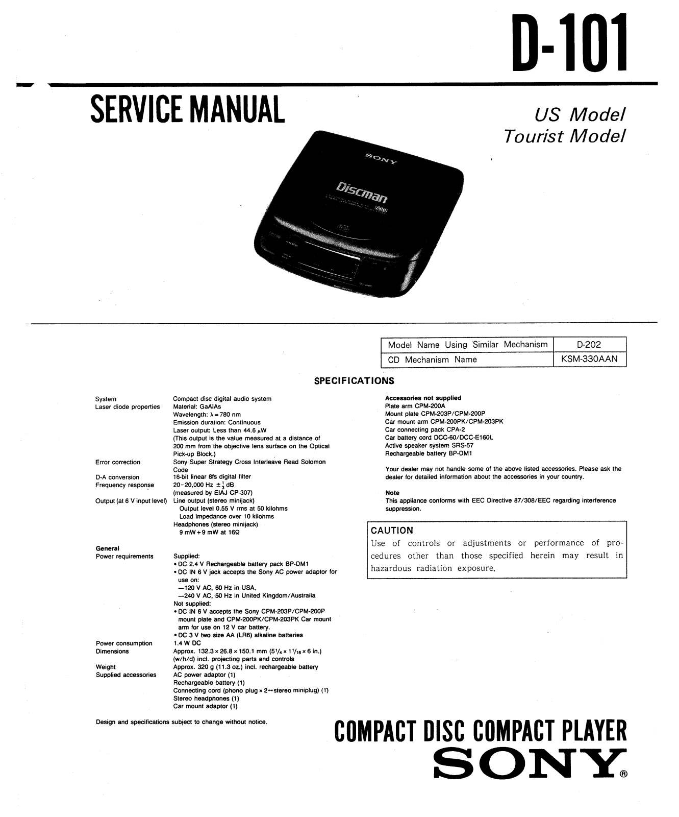 Sony D-101 Service manual