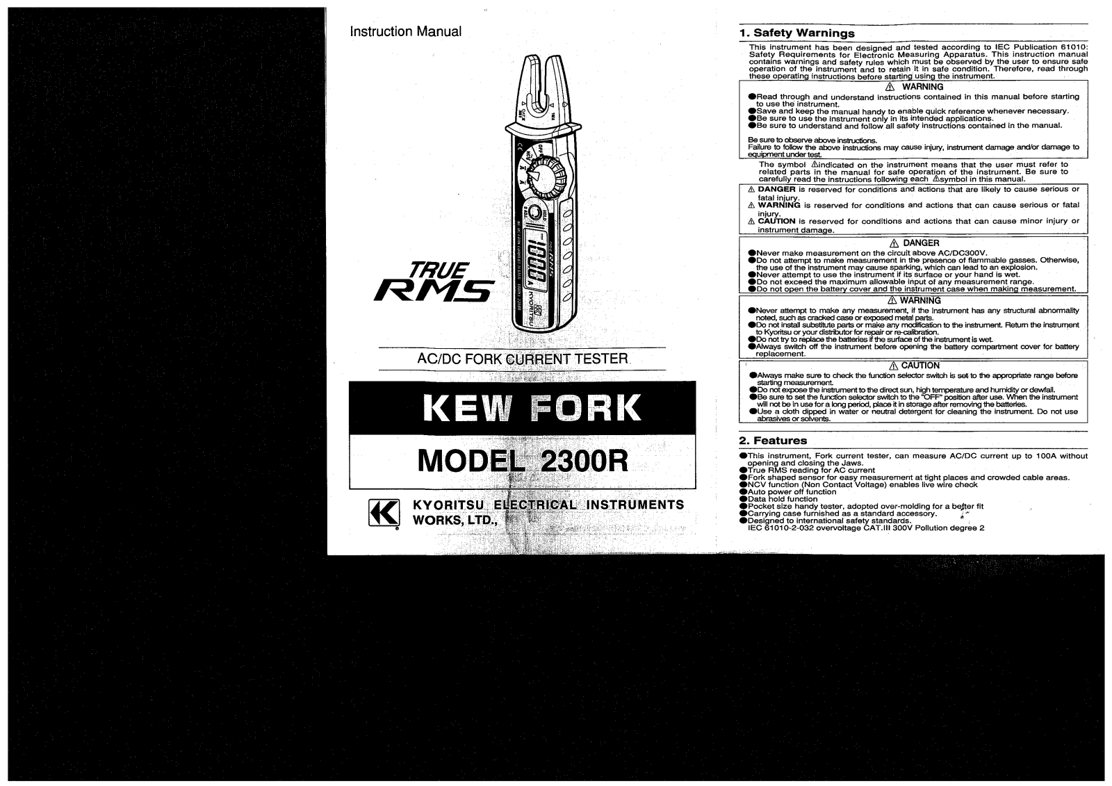 Kyoritsu KEW 2300R User guide