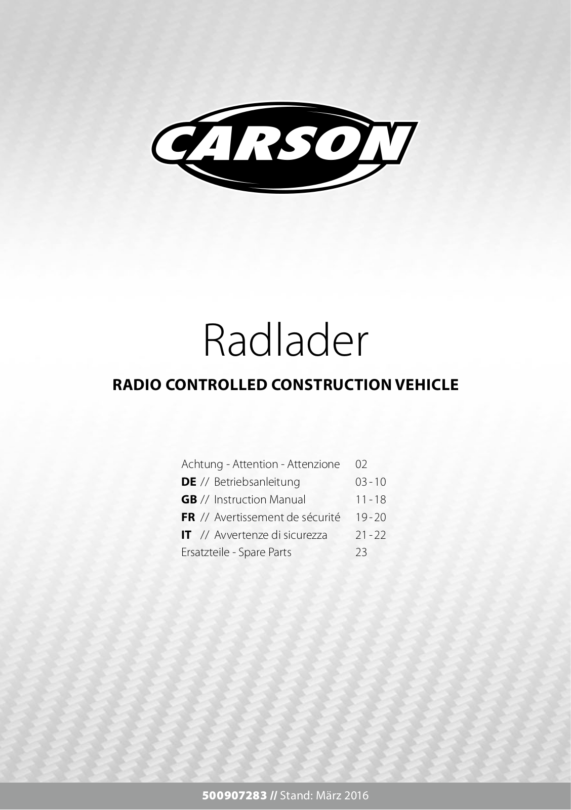 Carson Modellsport 500907283 Instruction Manual