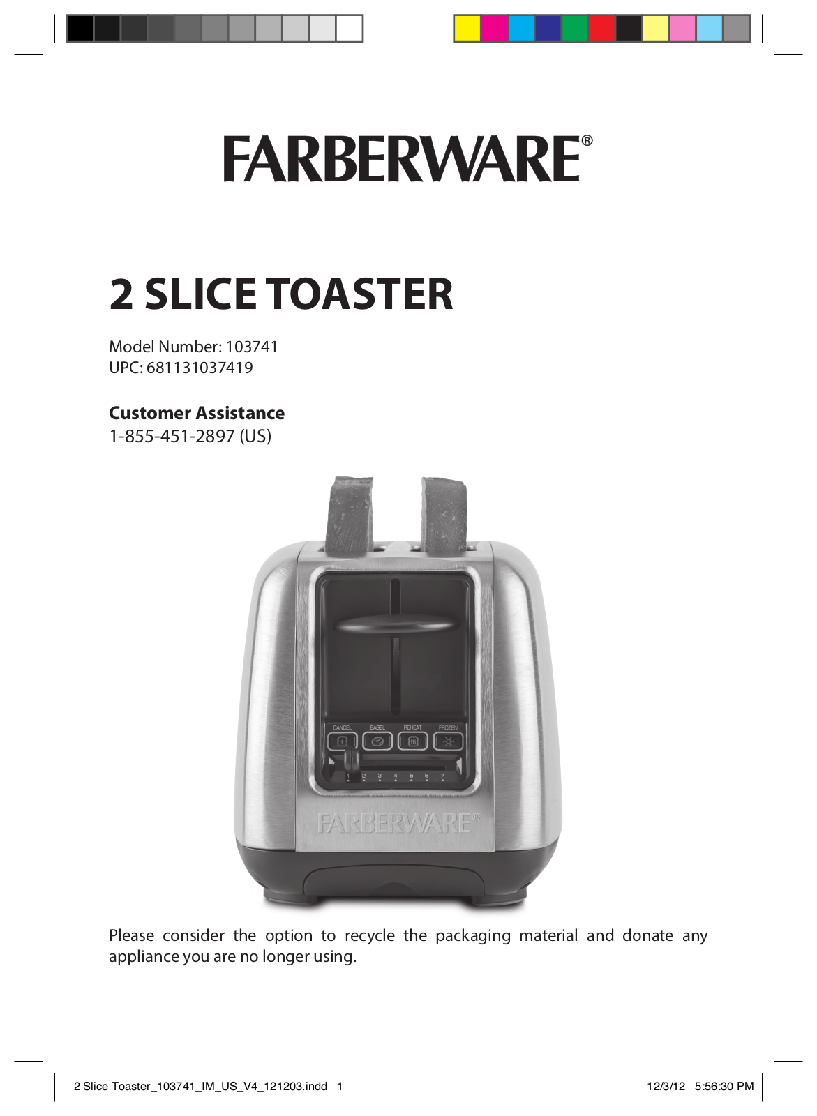 FARBERWARE 103741 User Manual