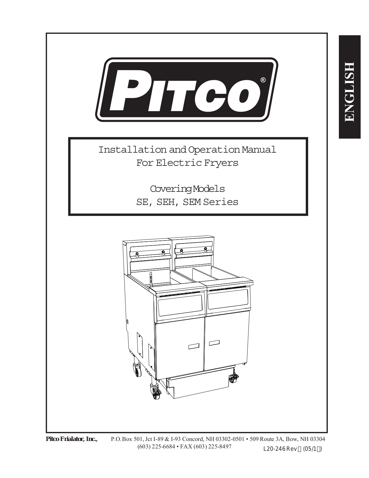 Pitco SE147 Installation Manual