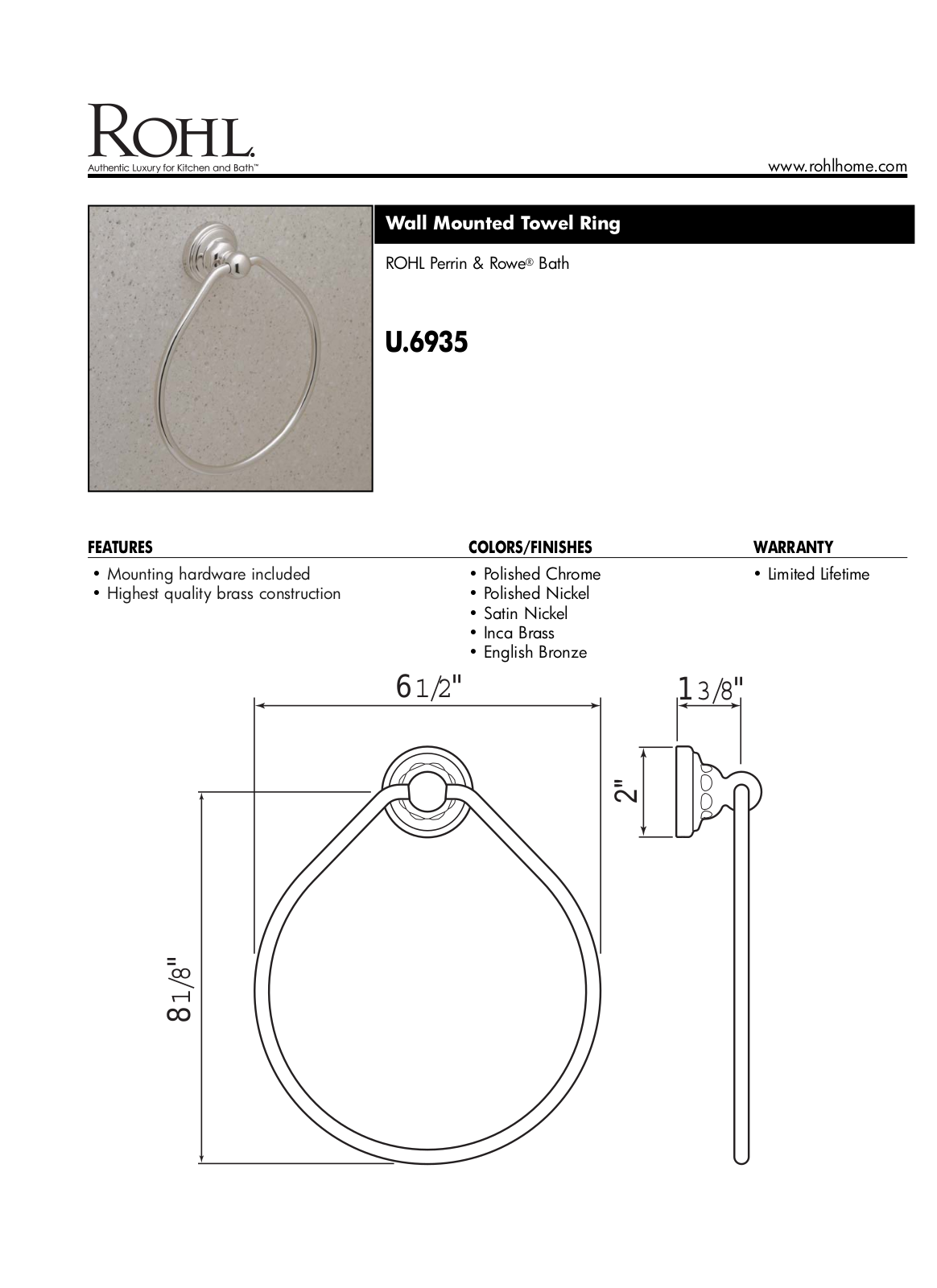Perrin & Rowe XRH1037 Specifications - ManualMachine.com