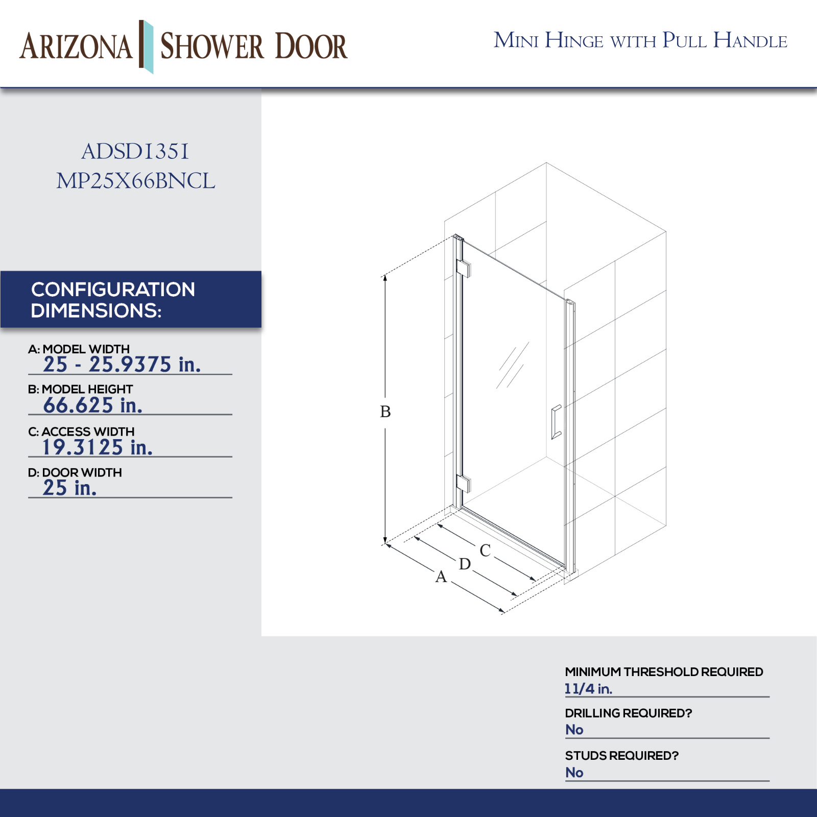 Arizona Shower Door ADSD1351 Specifications - ManualMachine.com