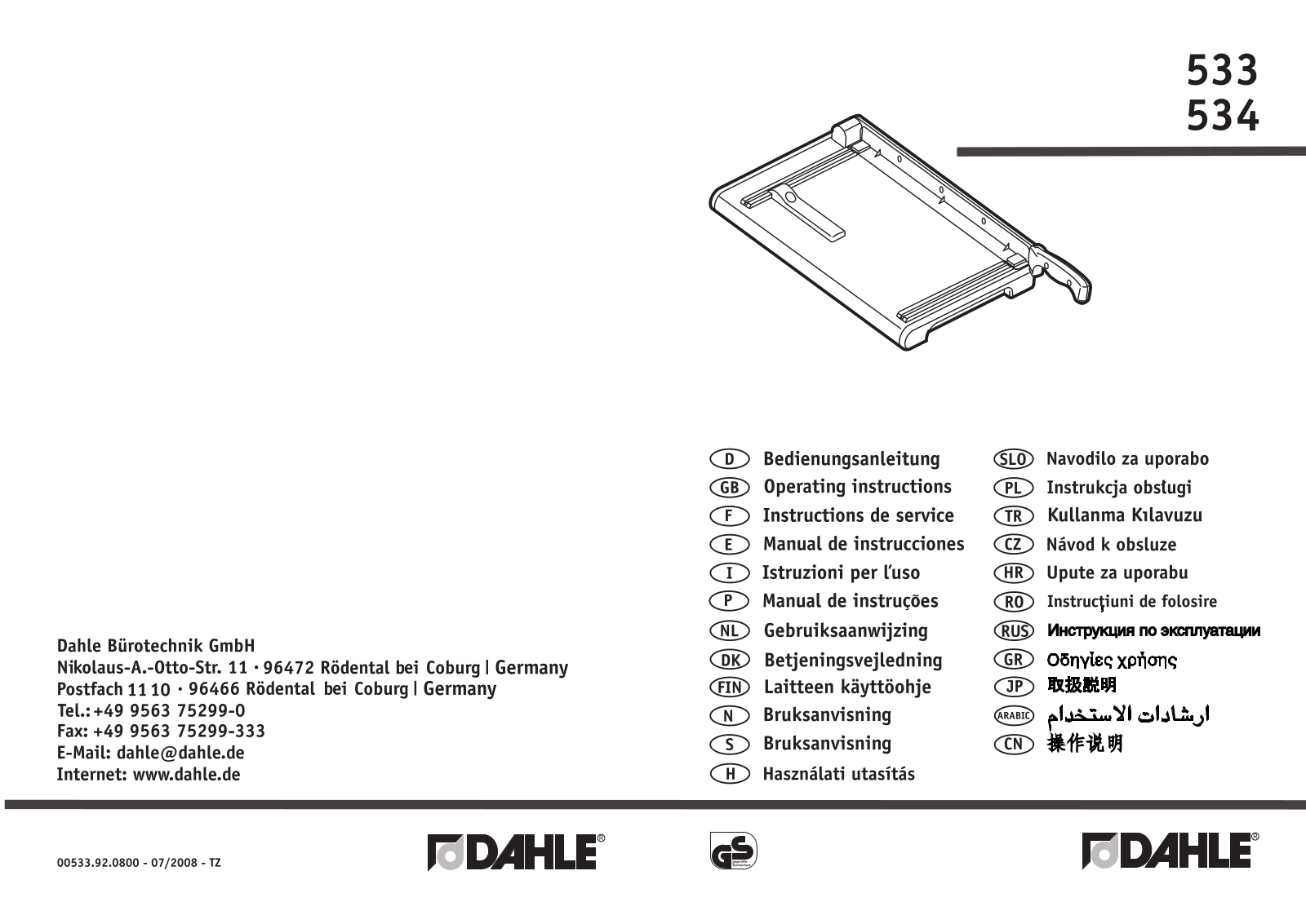 Dahle 534 User Manual