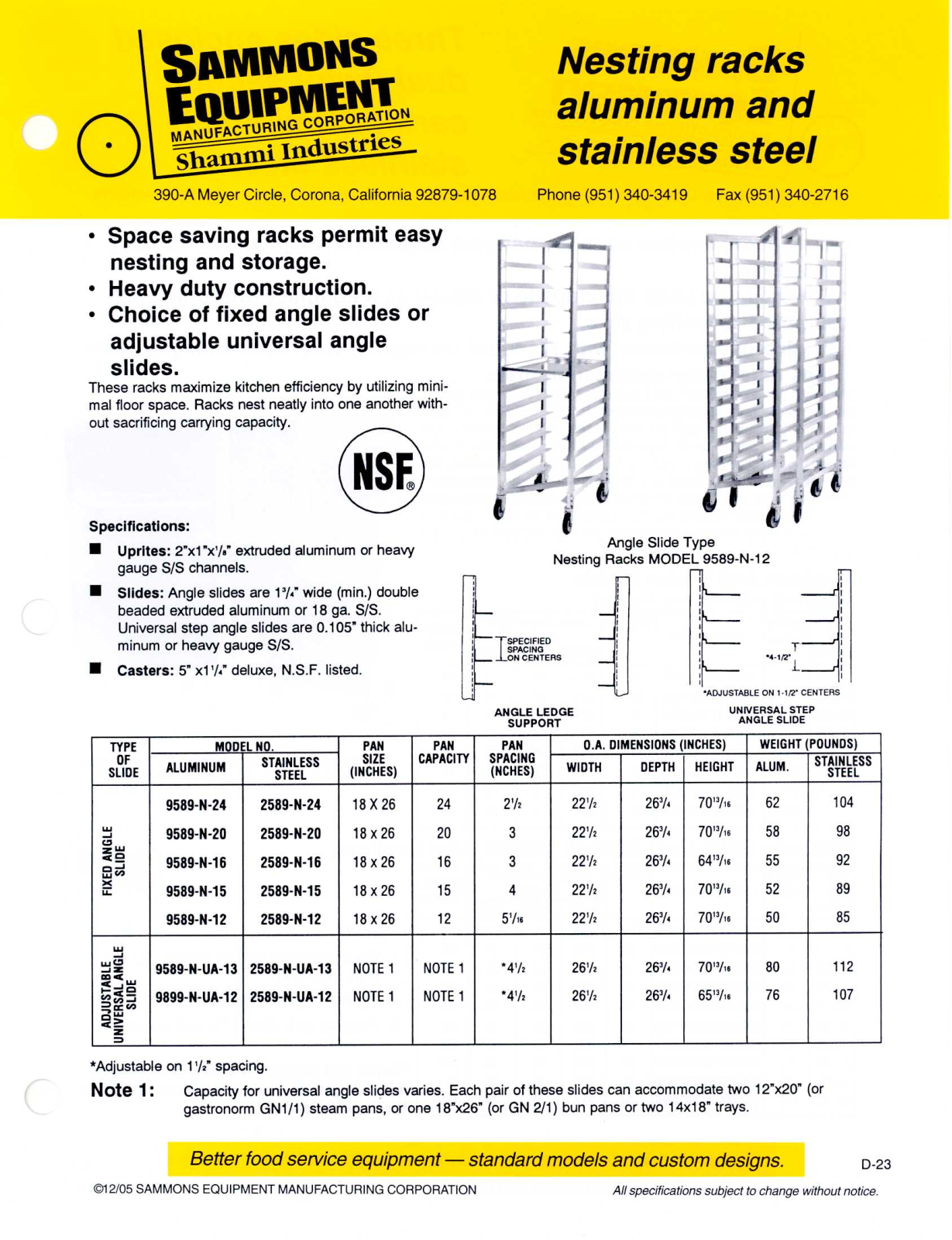 Sammons Equipment 2589-N-12 User Manual