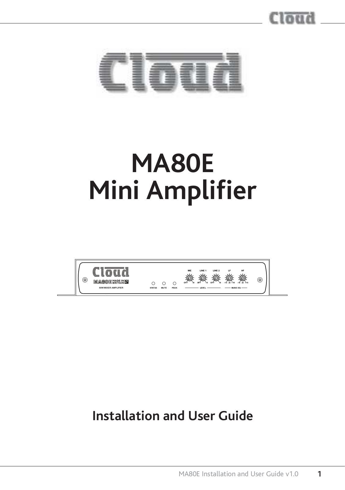 Cloud MA80E Installation And User Manual