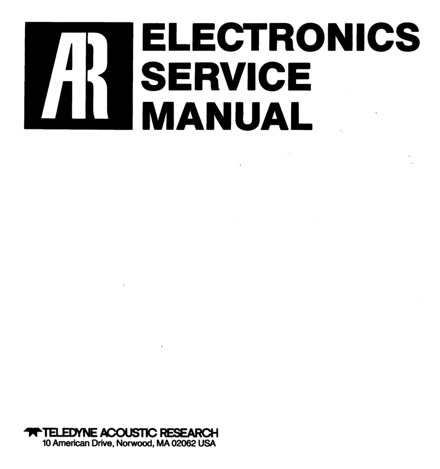 Acoustic Research Amplifier Service manual