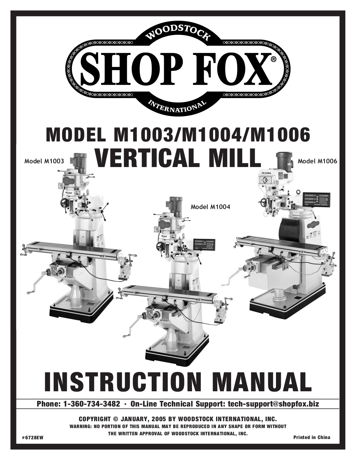 Shop fox M1004, M1003, M1006 User Manual